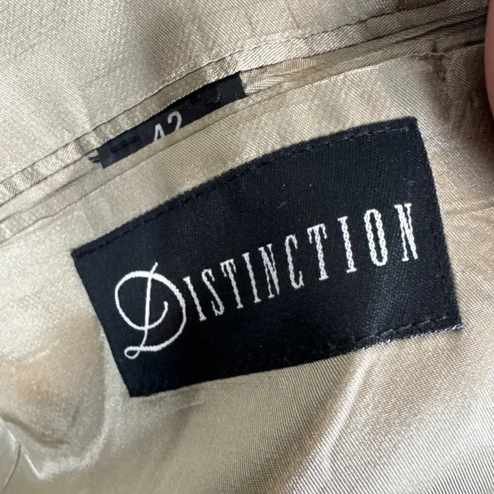 Distinction Sport‎ Coat Men’s 42 Tall Brown Herringbone Lambswool Alpaca